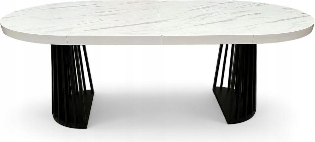 Runder Tisch Marmor Weiße Beine Latten schwarz Ø100 Produktbild 8