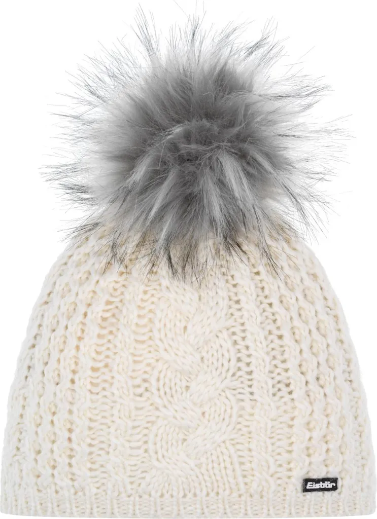 Bonnet de Ski Blanc pour Femme Eisbär Afra Lux avec Pompon Chic