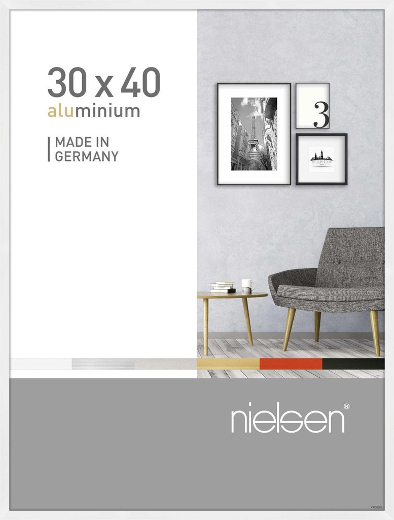 nielsen Aluminium Bilderrahmen Pixel, 30x40 cm, Weiß Glanz