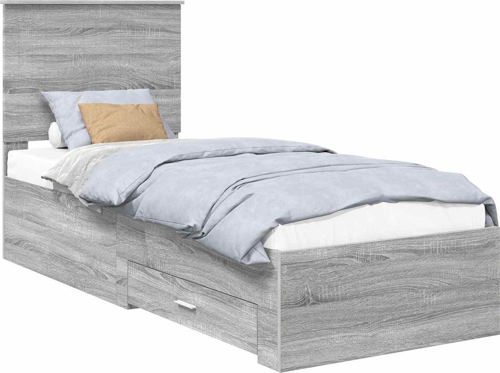 Bettrahmen Graue Sonoma und Silber 70 x 190 cm Holzwerkstoff