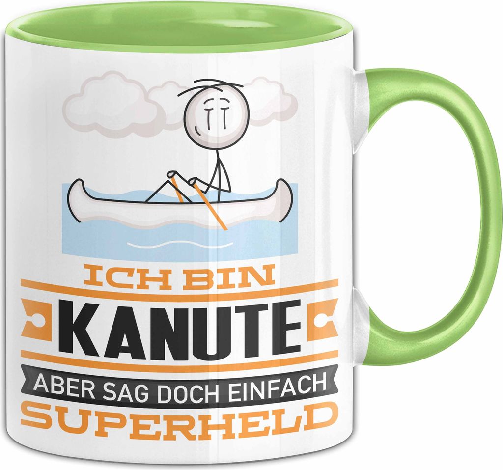 Kanute Geschenk Tasse Ich Bin Kanute Aber Sag Doch Einfach Superheld Lustige Geschenkdiee für Kanute Kaffee-Becher (Grün)
