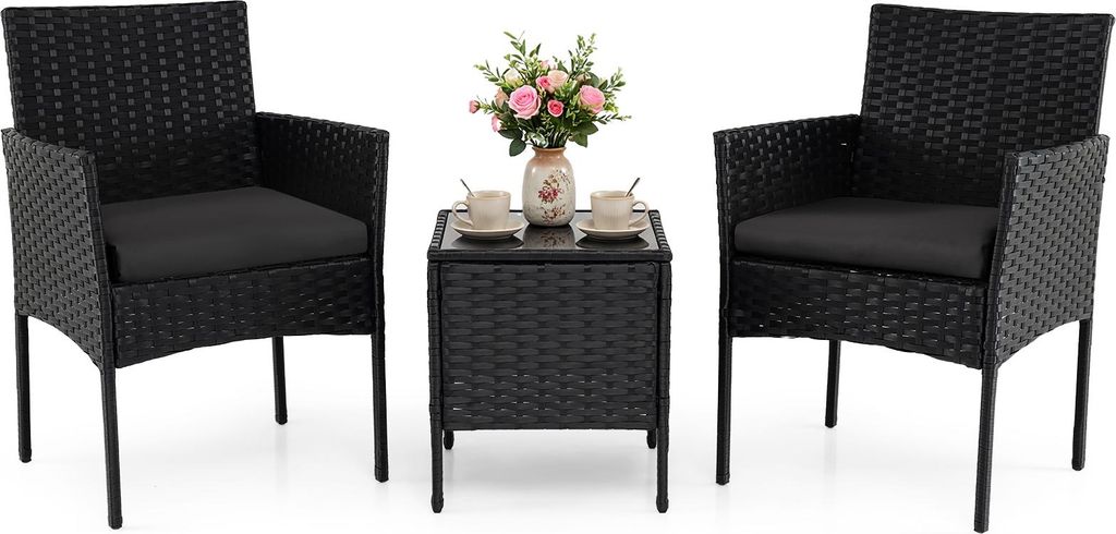 Set di mobili da giardino in polyrattan COSTWAY, 3 pezzi. Immagine del prodotto 