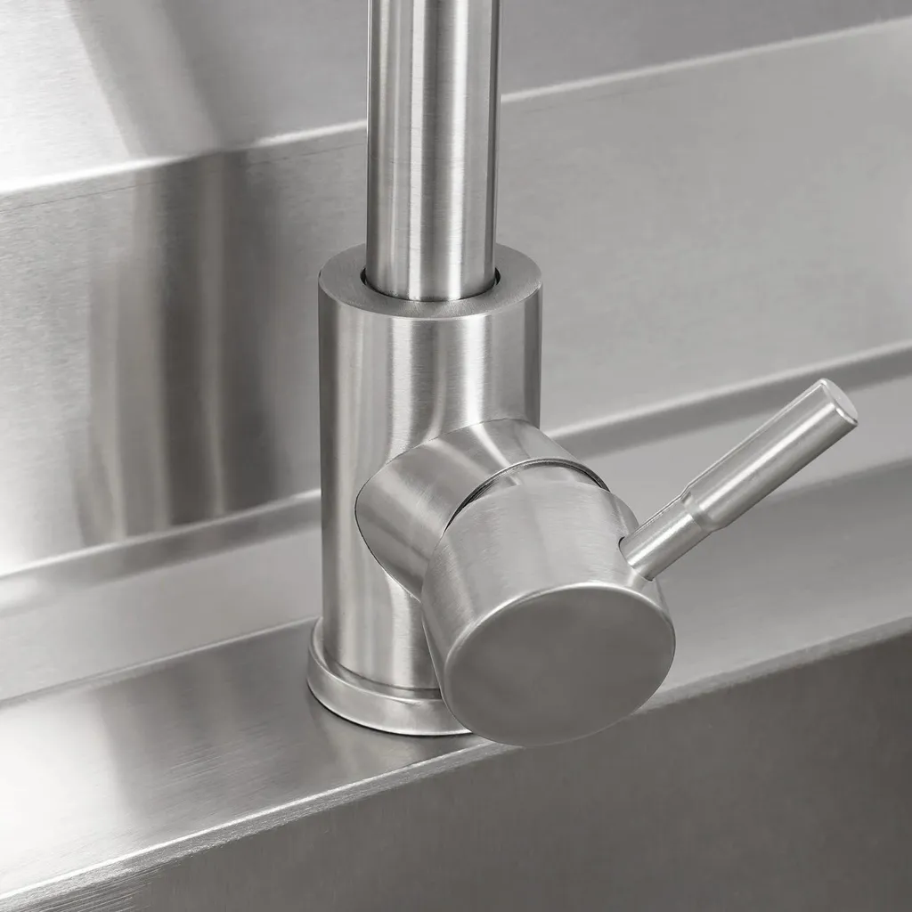Évier simple indépendant en inox brossé 35x31 cm avec robinet 360° - 6