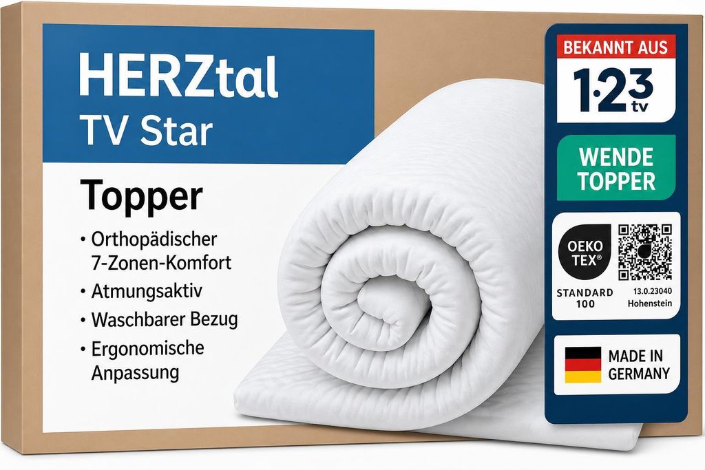 Kaltschaumtopper 90x200, 6cm Ergonomische 7-Zonen Produktbild 