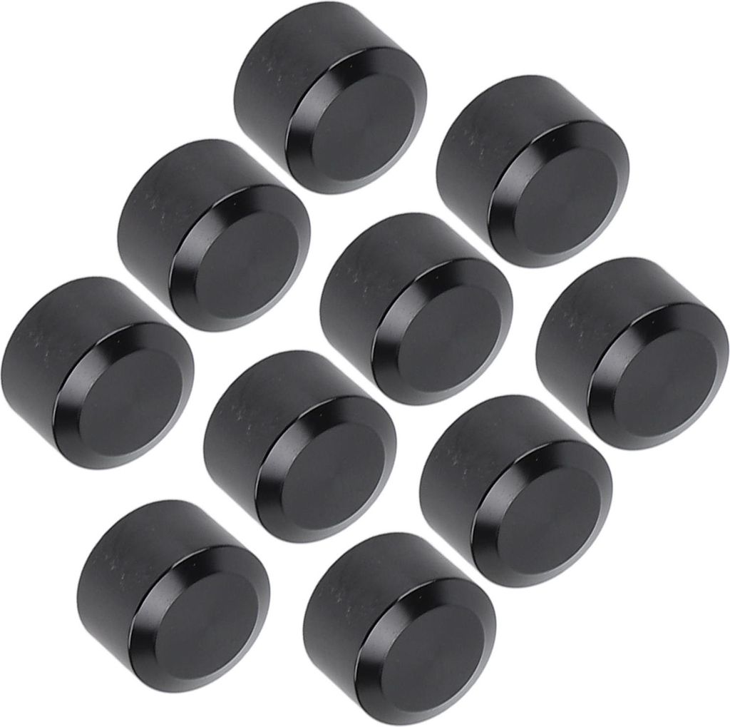 10 Stück Motorrad-Kopfschraubenabdeckung, schwarz, flach, CNC-Aluminium, Motorschraubenaufsatz, Abdeckkappen, universell für Motorgetriebe, Chass...