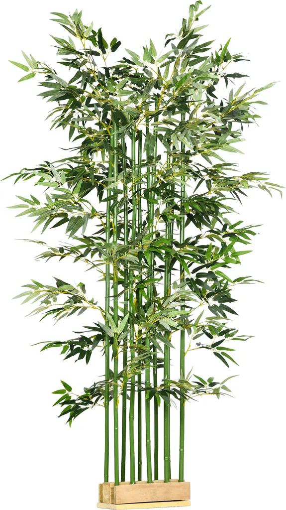 Pianta Artificiale Di Bambù HOMCOM 90 Cm - Con 504 Foglie Realistiche In PEVA, In Vaso Con Base In Cemento, Per Interni - 3