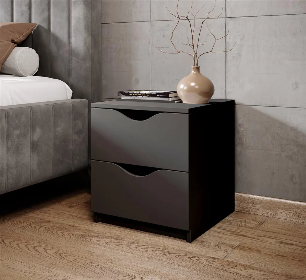Table de chevet Luki compacte graphite pour gagner de la place 40cm