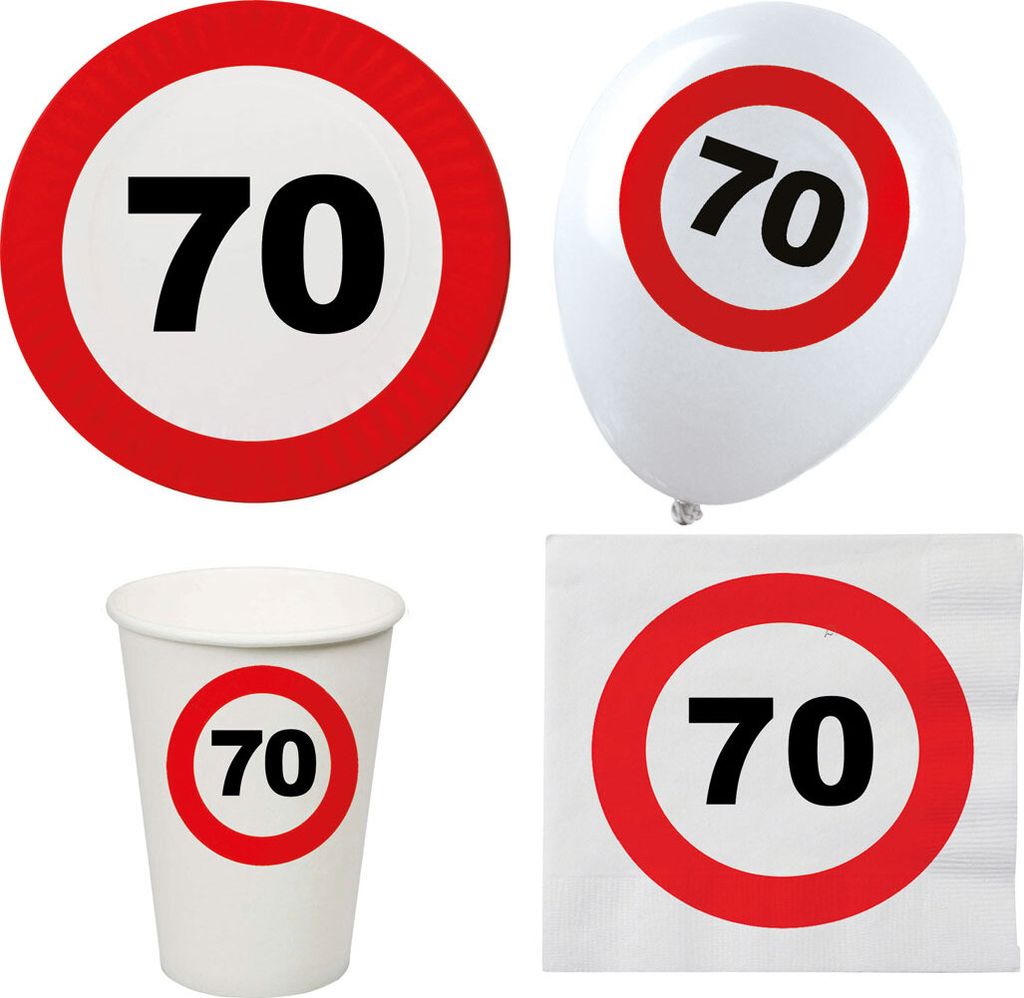 Party Set XL 44 Teile Geburtstag 70 Jahre Verkehrsschild Größe: ohne Attribut