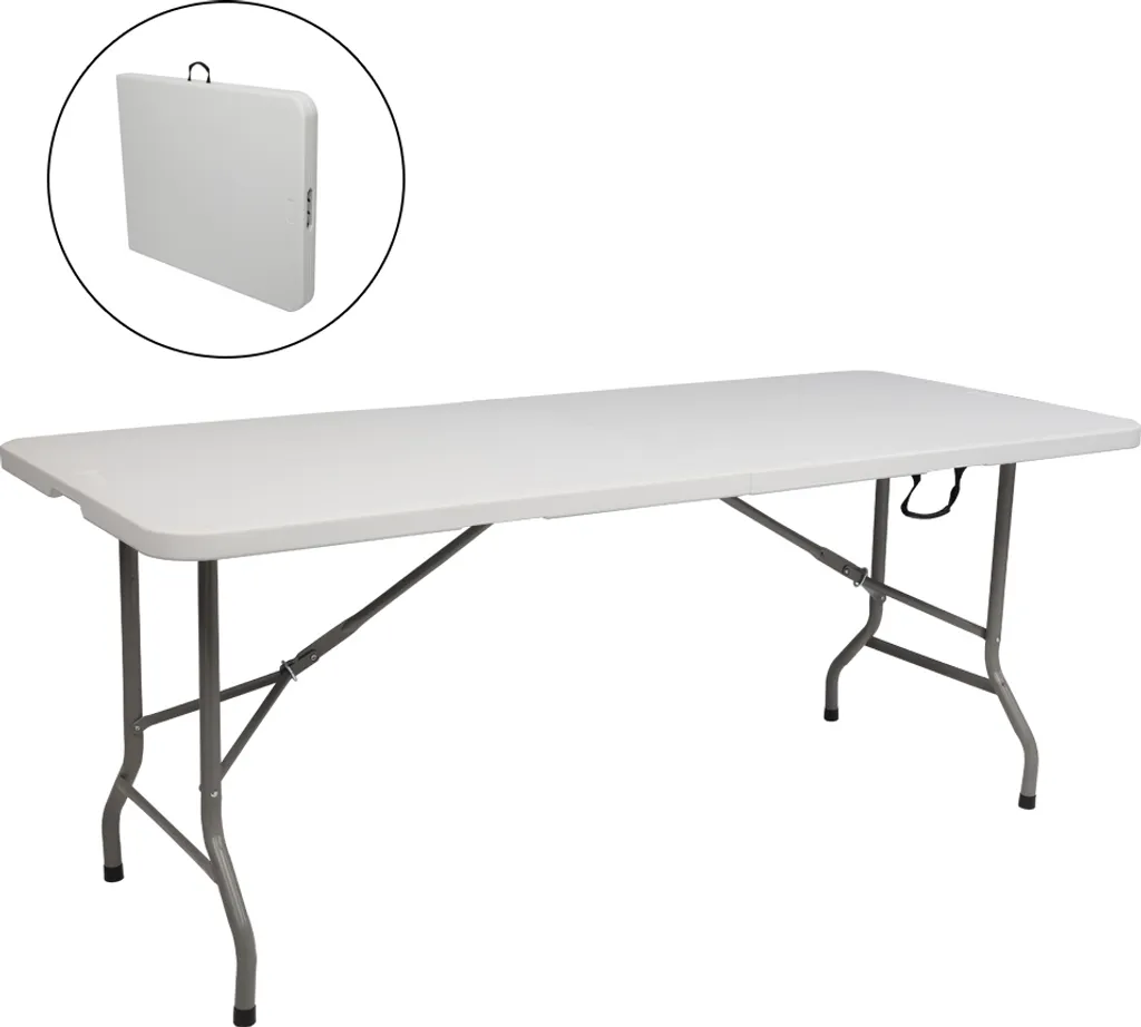 Table de Jardin Pliante 183cm - Gain de Place avec Poignée de Transport