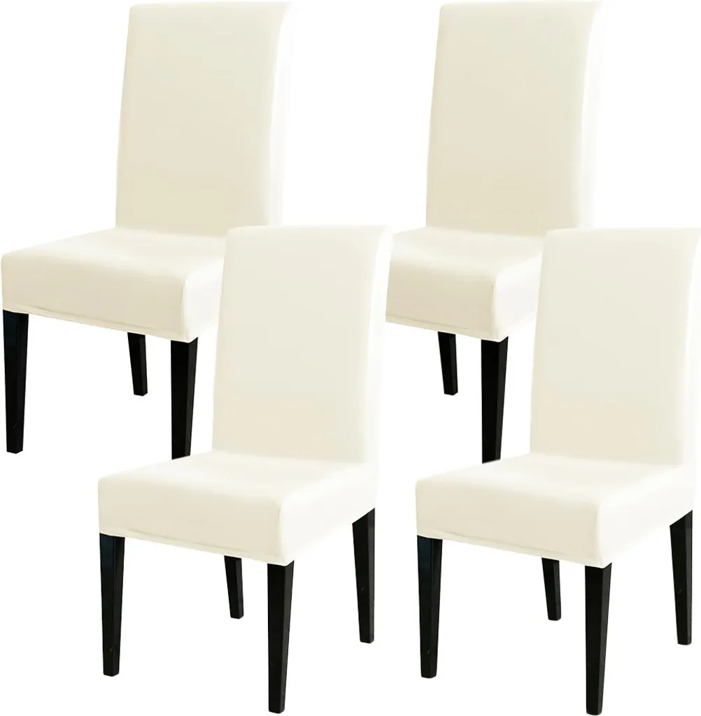 4 Pezzi Coprisedia Cucina Bianco Ecopelle Impermeabile Elastico