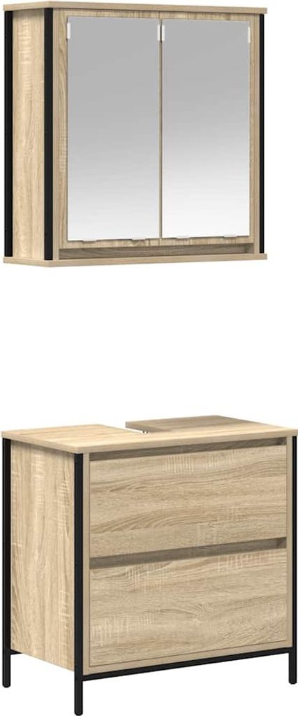 vidaXL 2-tlg. Badmöbel-Set Sonoma-Eiche Holzwerkstoff