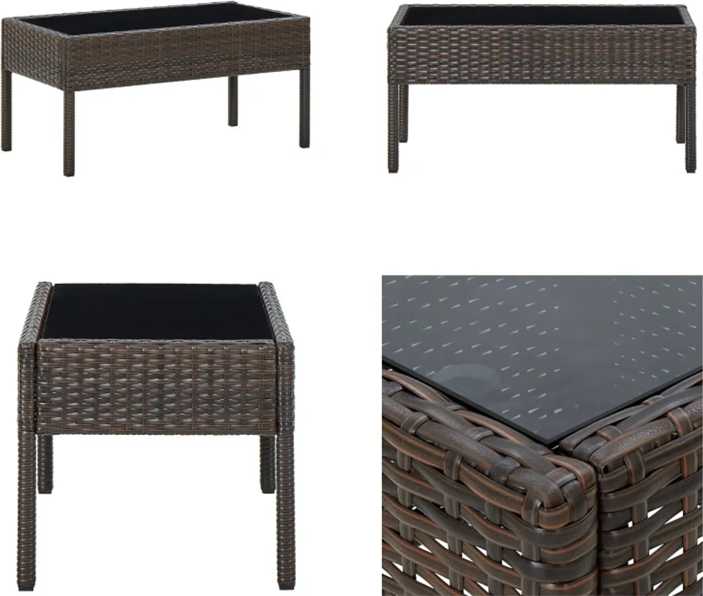 Tavolo da caffè vidaXL Giardino Marrone 75 cm - Poly Rattan Top