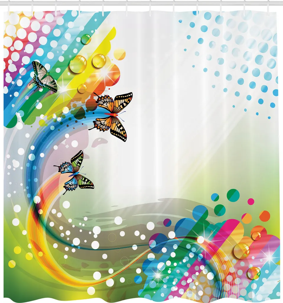 Rideau de douche anti-éclaboussures 175x240 cm tissu lavable multicolore