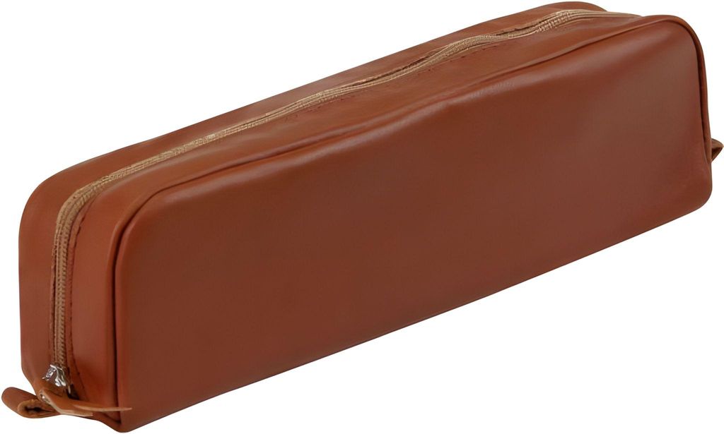 Clairefontaine 3329680084221, Weiches Federmäppchen, Leder, Braun, Einfarbig, Reißverschluss, 210 mm