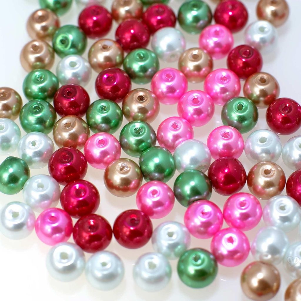 Bastelperlen 6mm rot,rosa,beige,grün,weiß