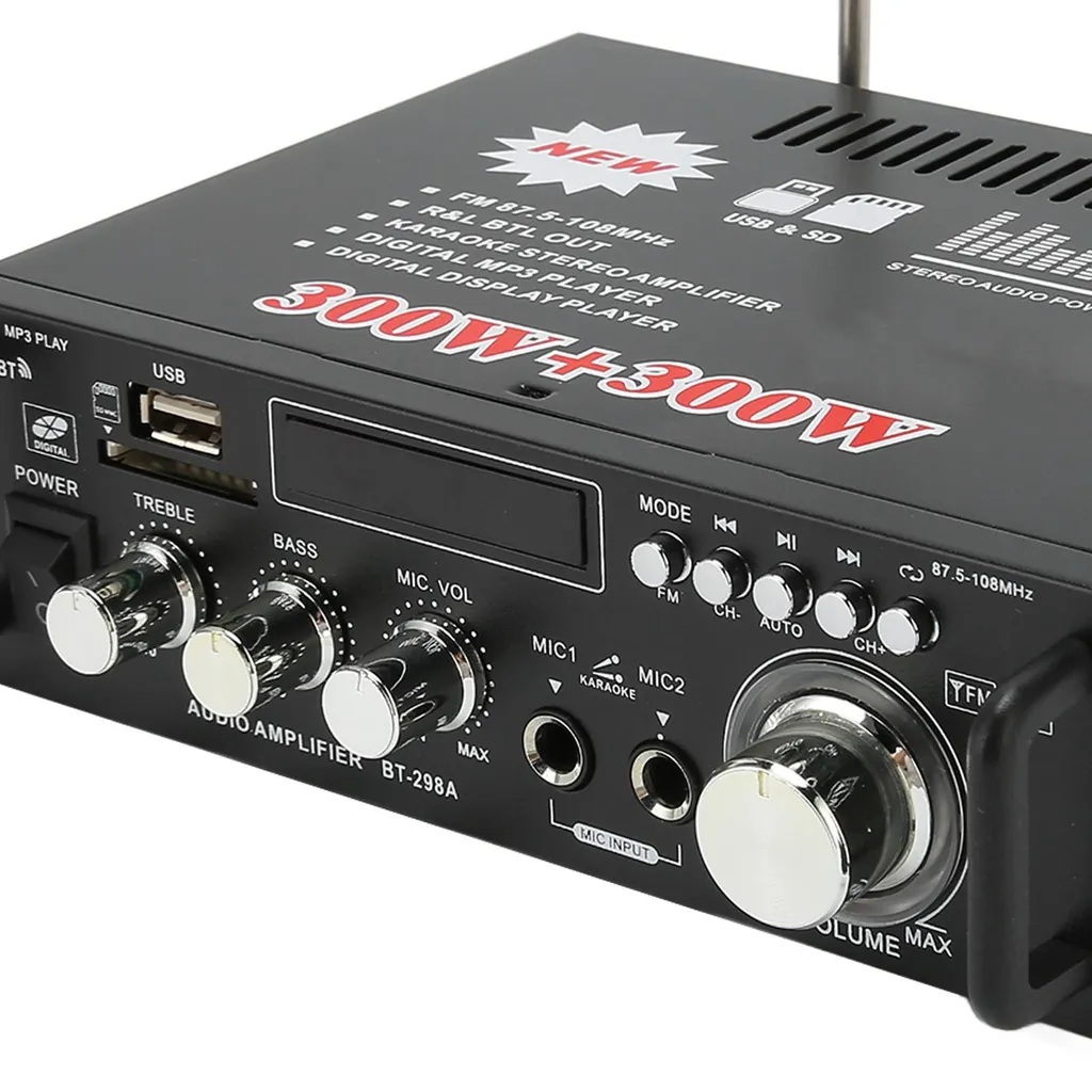 Ampli Hi-Fi Stéréo 300W avec Télécommande et Affichage LED Numérique - 3