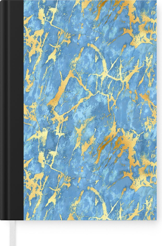 MuchoWow Notizbuch Tagebuch Haushaltsbuch Notebook A5 Marmor - Gold - Blau - Notizblock - Notizheft - Notebook - Schreibblock - Papier