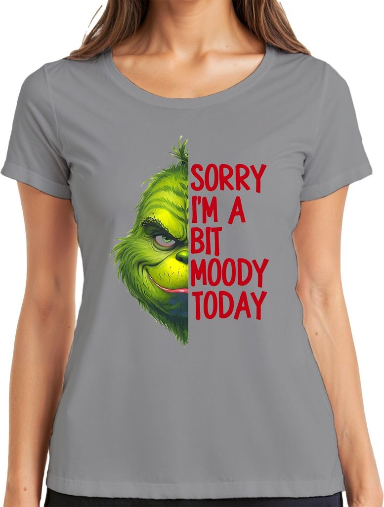 Sorry I'm a bit moody today Grinch Weihnachtsgeschenk lustig Damen T-Shirt, Grau, M