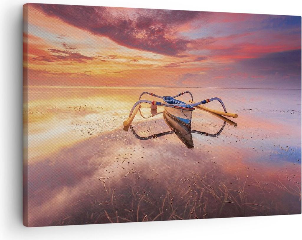 Bild auf Leinwand - Leinwandbild - Einteilig - £ódŸ Westen Die Sonne - 70x50cm - Wand Bild - Wanddeko - Wandbilder - Leinwanddruck - Bilder - Wa...