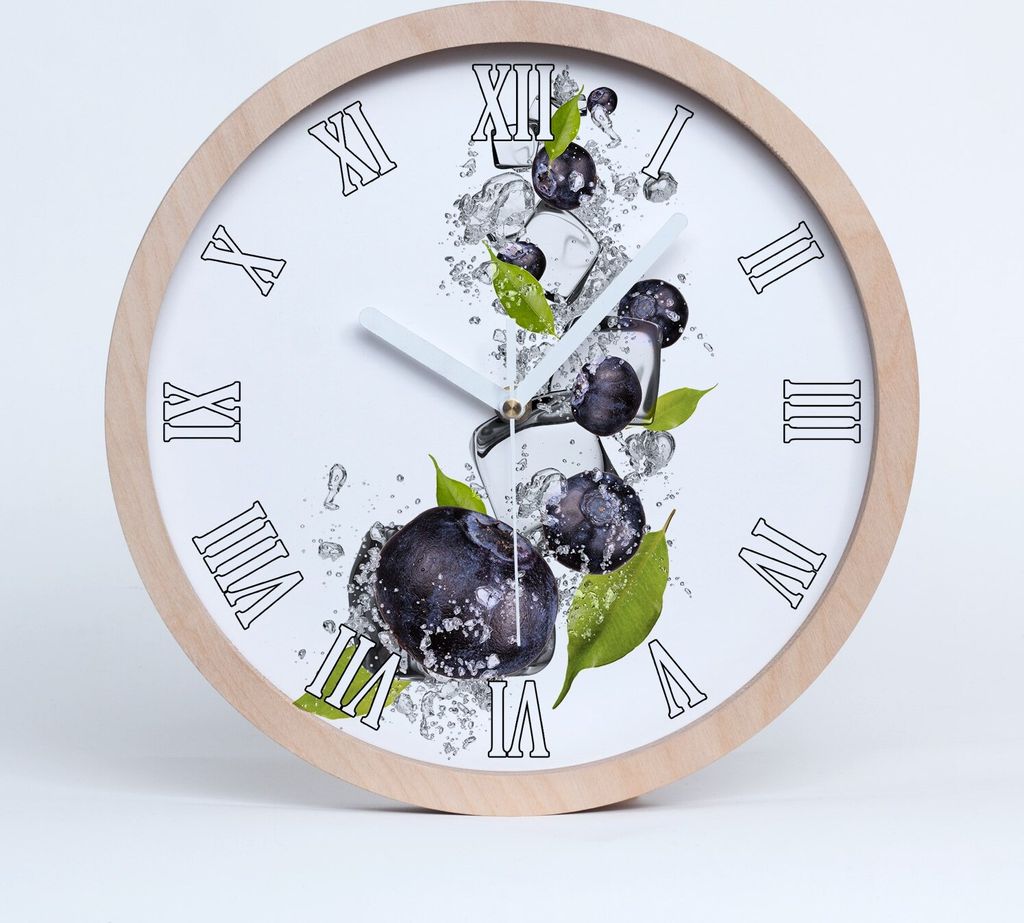 Holzuhr 25fi cm wanduhr - weiße Spitzen - Beeren mit Eis