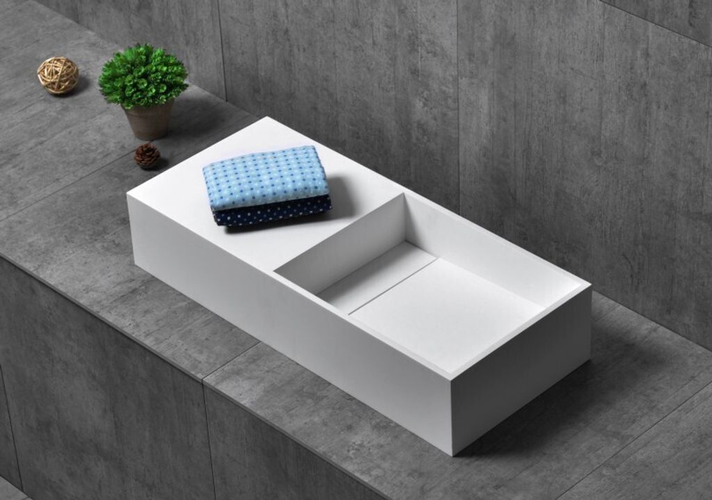 Wandwaschbecken TWG08 aus Mineralguss - 75 x 32,5 x 15 cm - Weiß matt