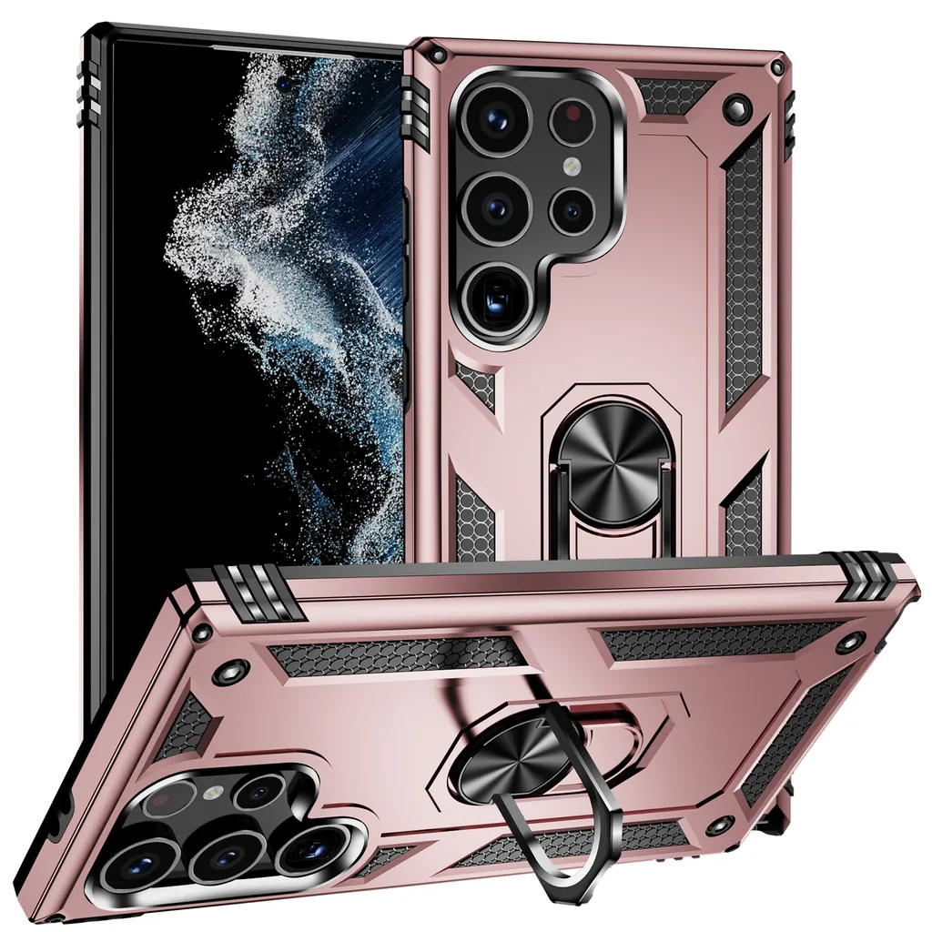Custodia Samsung S24 Ultra Oro Rosa - Protezione Militare e Anello