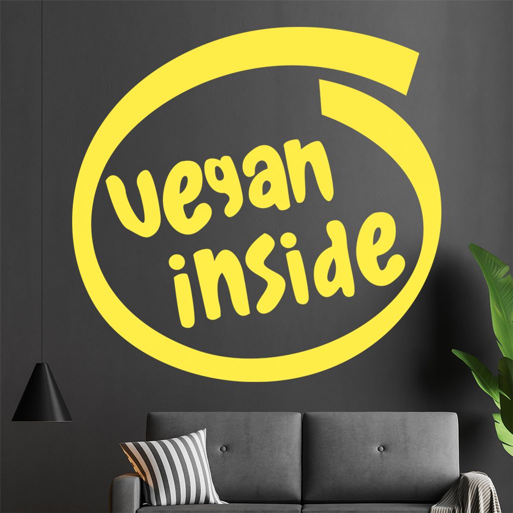Vegan inside Wandtattoo in 6 Größen - Wandaufkleber Wall Sticker - Dekoration, Küche, Wohnzimmer, Schlafzimmer, Badezimmer