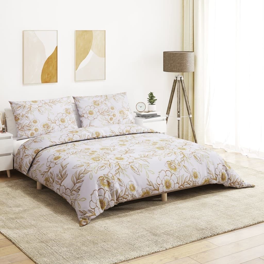 CLORIS Bettwäsche-Set Weiß und Braun 200x200 cm Baumwolle - Produktbild 