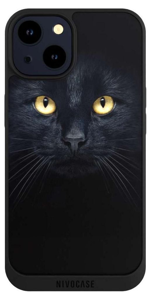 NIVOCASE Handyhülle für Apple iPhone 14 Hülle NIVOpure Case Schwarz Auge Katze schwarz