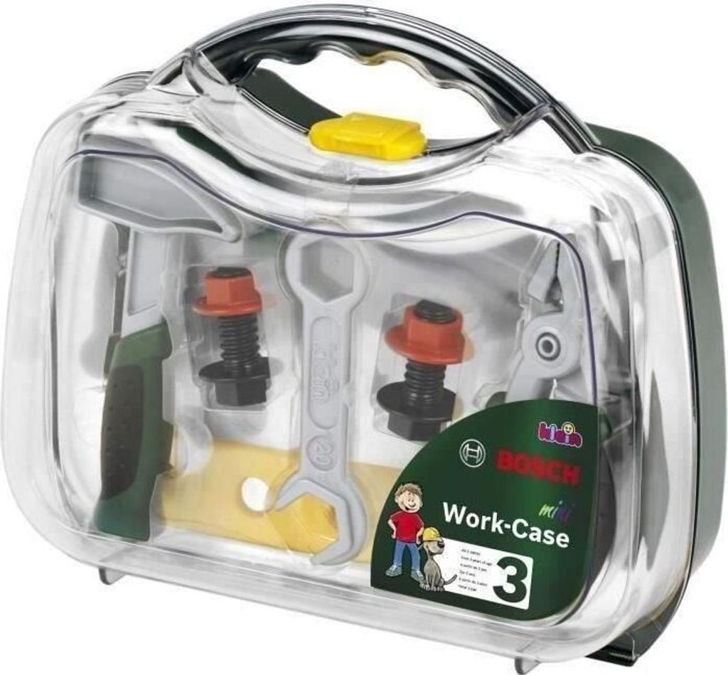 Werkzeugkoffer Transparent mit Zubehör, Bosch Lizenz, KLEIN 8452, Inklusive Werkzeuge