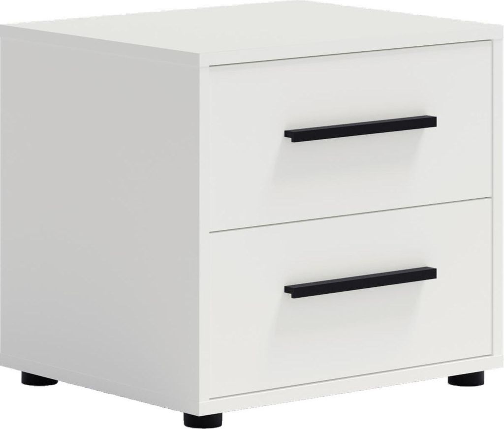 Nachttisch MAXIONE MX-11 mit 2 Schubladen Nachtkonsole Nachtschrank Nachtkommode Modern (Weiß Matt)