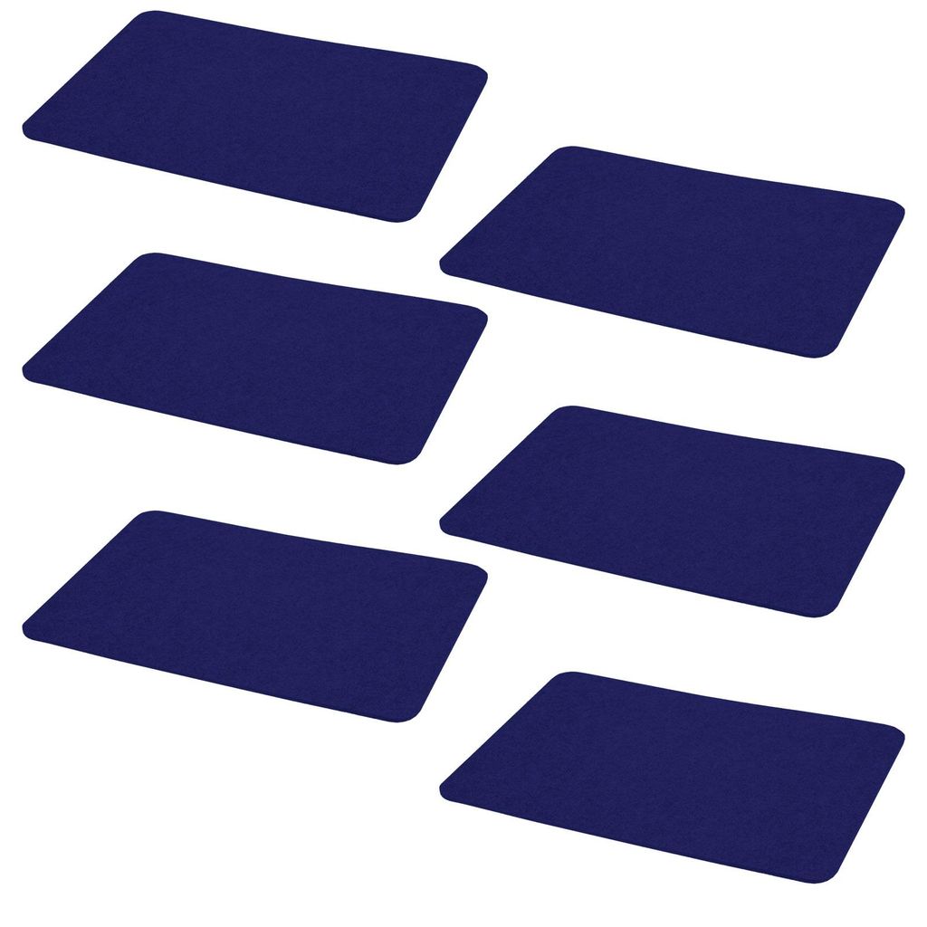 6er Set Platzmatte Filz 44 x 30 cm Navyblau Tischsets Untersetzer Rechteckig Tischmatten Platzsets Filzuntersetzer
