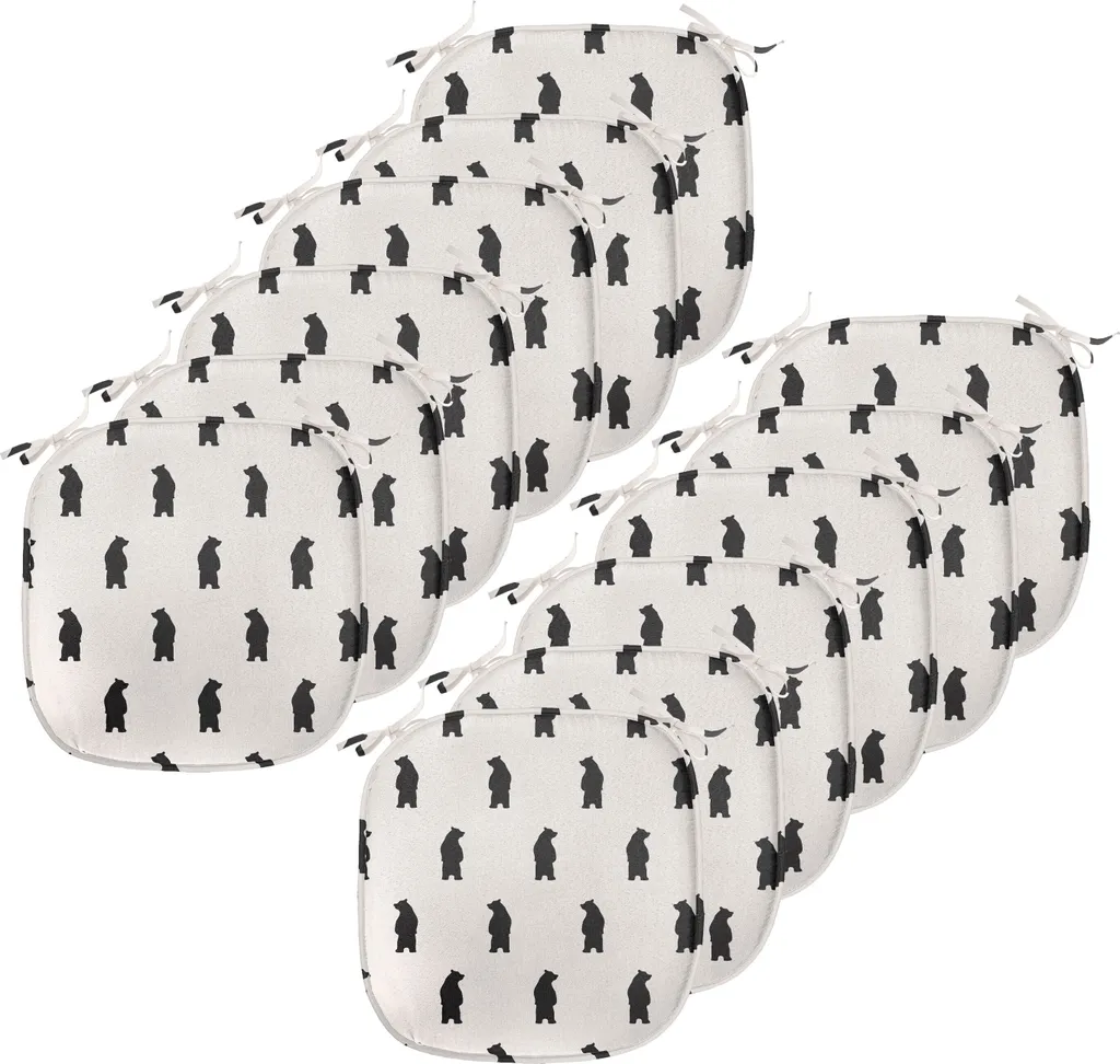 ABAKUHAUS 12 Cuscini Decorativi per Sedie Orsi Neri 40x40 Crema