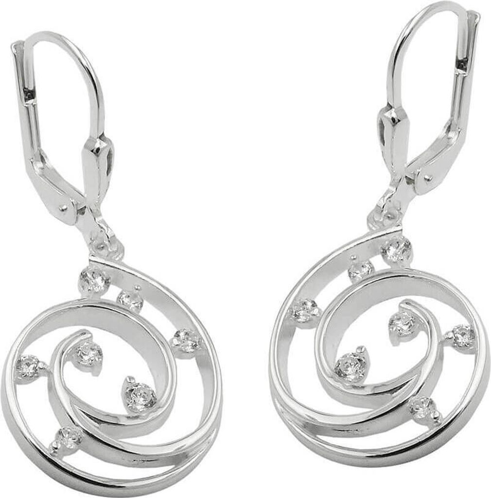 Paar Ohrringe Ohrhänger Brisur Spirale mit Zirkonia 32x13mm Produktbild 