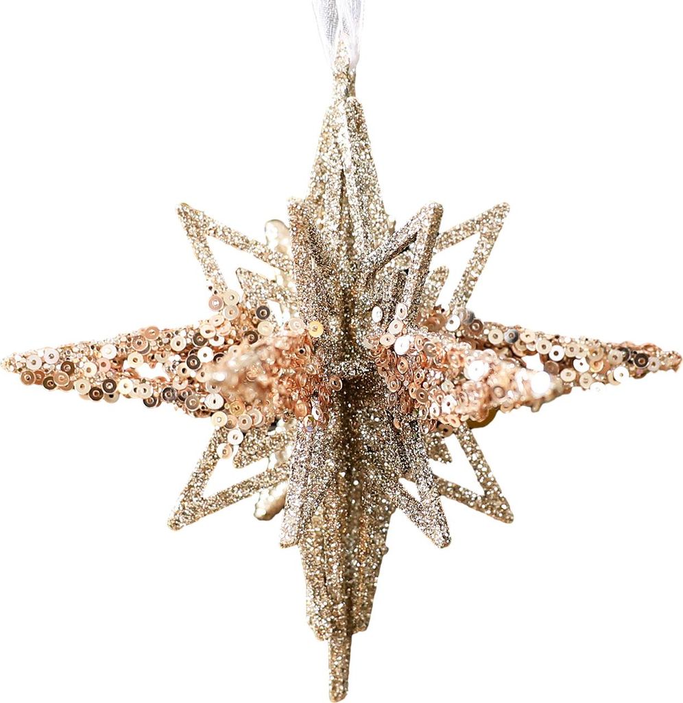 Glitzernde Pailletten-Weihnachtsbaumkugel Champagnerfarbene Ballerina/Schneeflocke/Schmetterling Hängende Dekoration für Weihnachtsbaum Winterlic...
