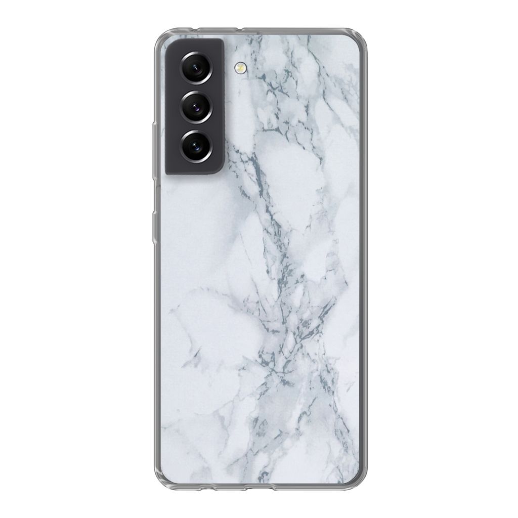 MuchoWow Handyhülle Schutzhülle Hülle für Samsung Galaxy S21 FE Marmor - Muster - Gus - Weiß - Marmoroptik - Luxus Silikon Softcase Handy H...