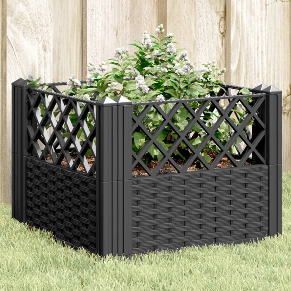 Maison Exclusive - Pflanzkasten mit Erdspießen Schwarz 43,5x43,5x43,5 cm PP