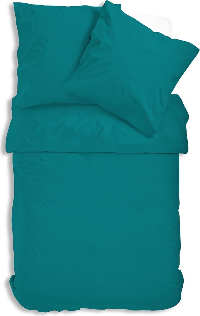 Uni Renforce Bettwäsche 135x200 cm oder 155x220 cm Baumwolle mit Reißverschluss, Farbe:petrol, Größe:2 teilig 155x220 cm
