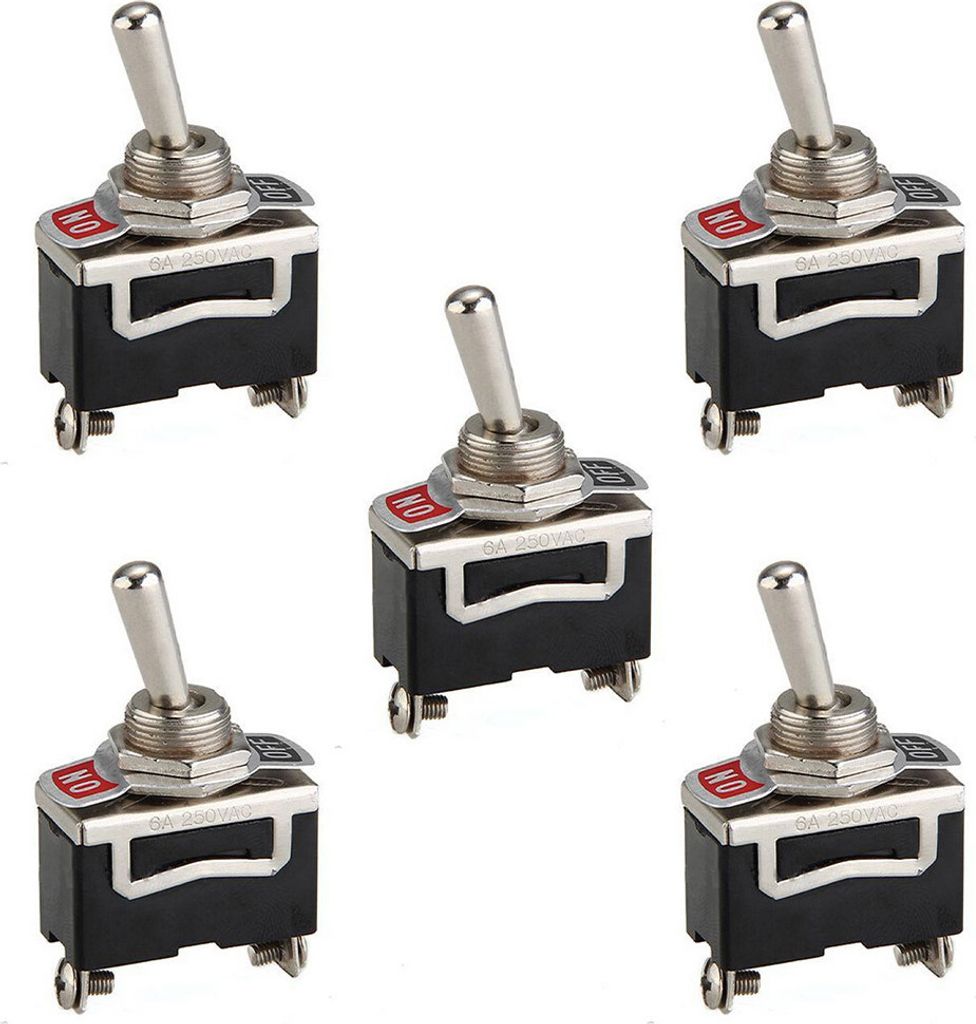 5x 12V Kippschalter Ein / Aus 250VAC 6A im Retro-look Produktbild 