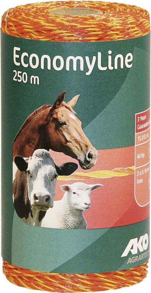 4 Stück Economy line Nirolitze 250m, gelb-orange 3x 0,16 Niro ideal für kurze Zäune