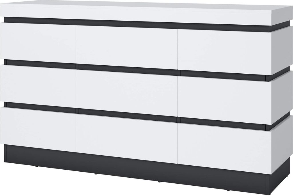 Sideboard Anrichte 161 cm weiß - anthrazit - CAMPANIA - Die Produktbild 