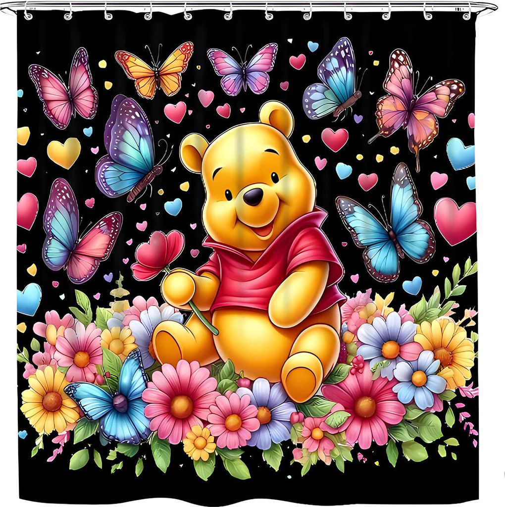 Design-Multifunktionsvorhang 180x180 cm - Winnie the Pooh/Blumen und Schmetterlinge