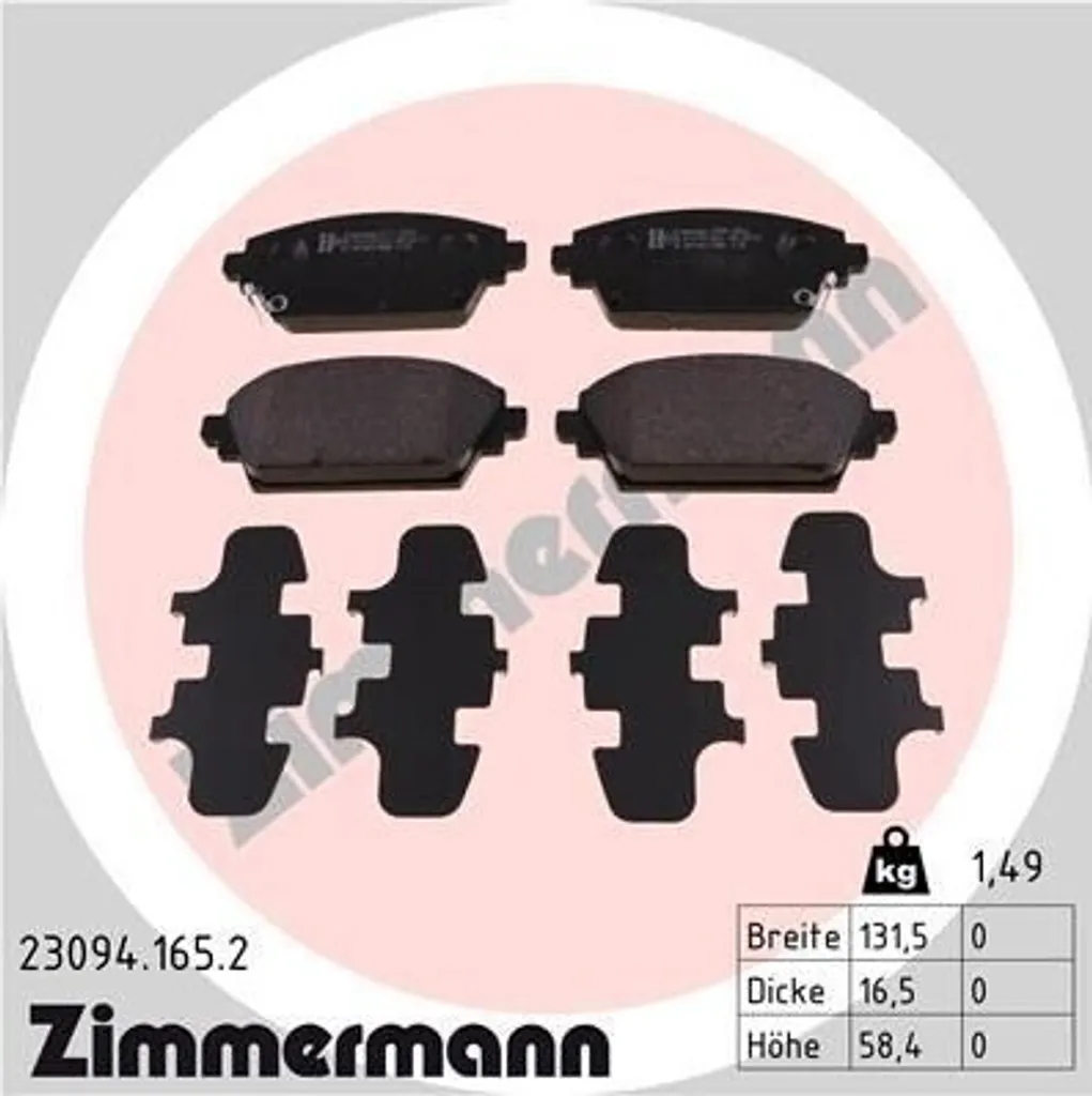 Plaquettes de frein Zimmermann 23094.165.2 contre les bruits et sifflements