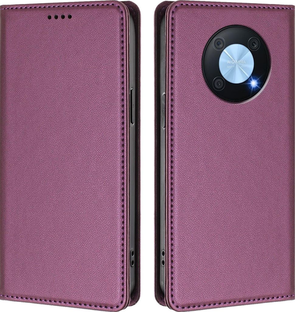 Handyhülle für Huawei Nova Y90, Kunstleder Klapphülle Stoßfeste Magnetische Hülle mit Ständer Lila