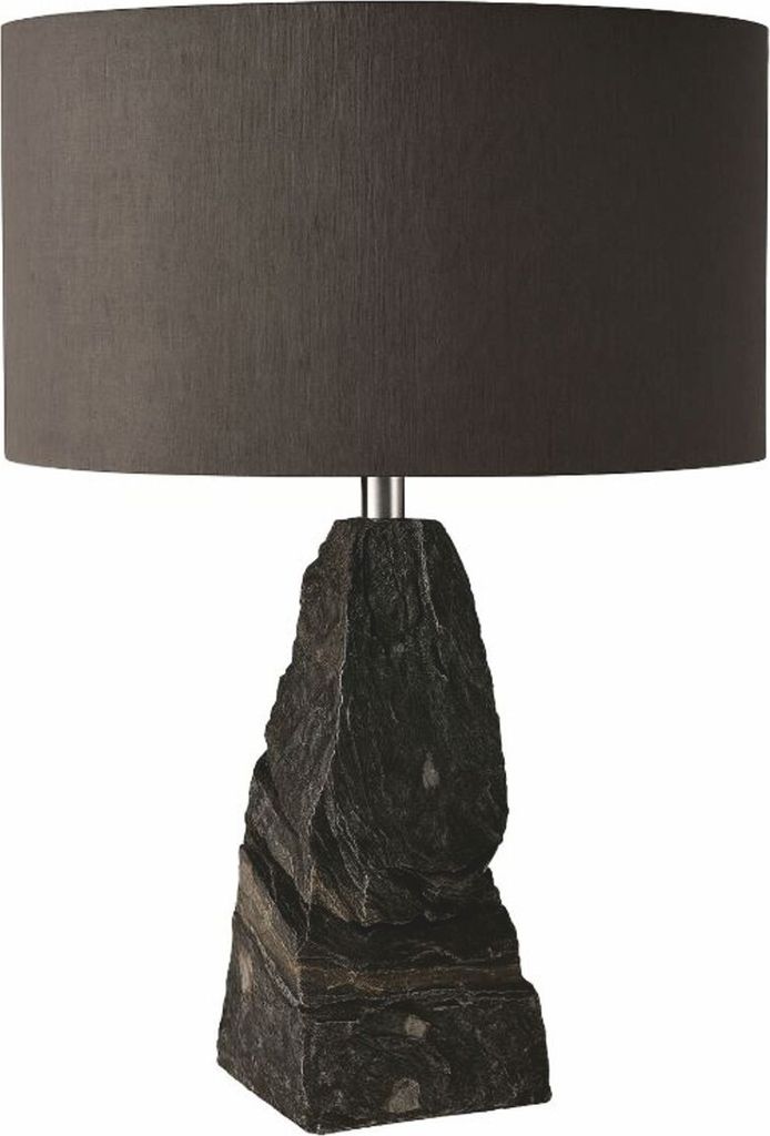 Casa Padrino Luxus Naturstein Tischleuchte Schwarz / Silber H. 56 cm - Schreibtischleuchte