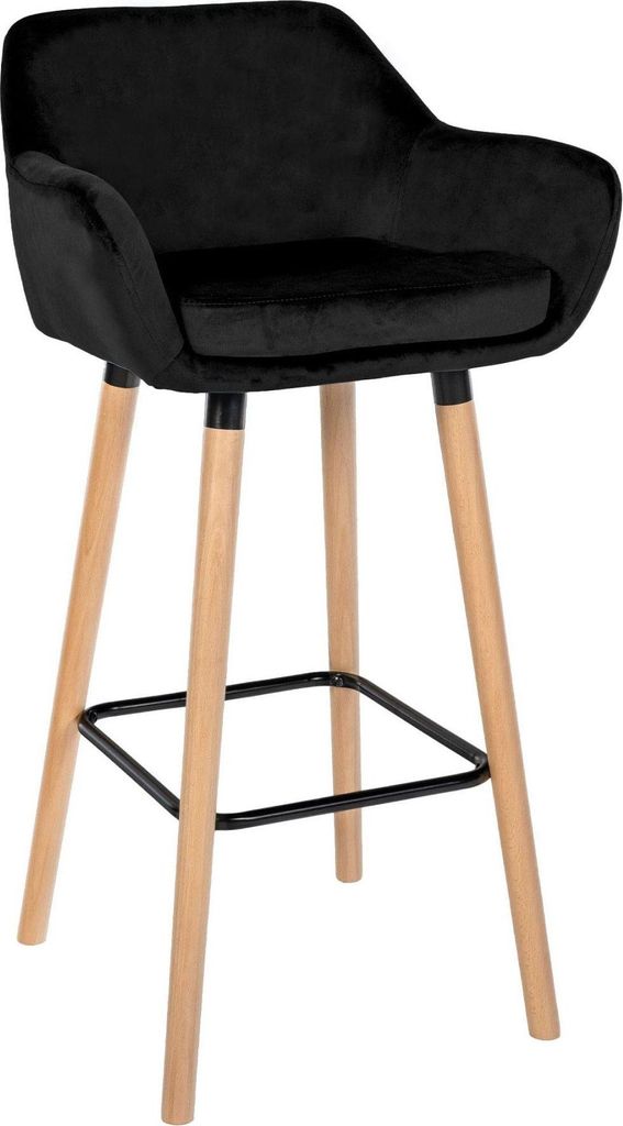 Barhocker mit weichem Bezug – Hochhocker – Ergonomischer Komfortstuhl, Gestell aus Buchenholz | Farbe: Schwarz