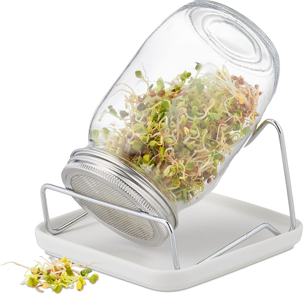 Kiempot - mit Halter - Schälchen aus Keramik - für Sprossengemüse - 850 ml - transparent