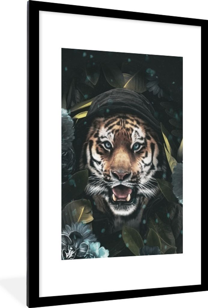 MuchoWow® MuchoWow® Gerahmtes Poster Blumen - Tiger - Produktbild 
