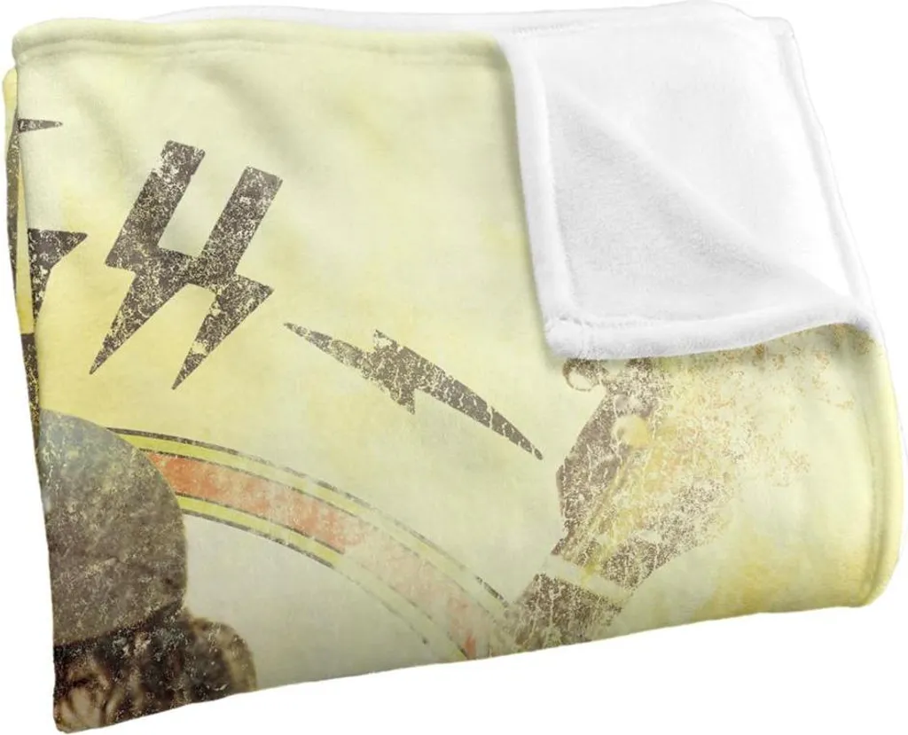 Plaid AC/DC High Voltage en polaire douce effet Batik pour fan de Rock