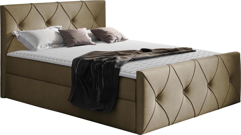 MIRJAN24 Boxspringbett Crystal Lux, Stilvoll Doppelbett, Bett mit zwei Bettkästen, Schlafzimmer (Farbe: Zetta 291, Größe: 160x200 cm)